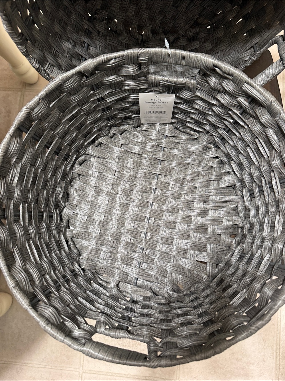 Elements Set Of Two Round Storage Baskets - Picture 2 of 9
